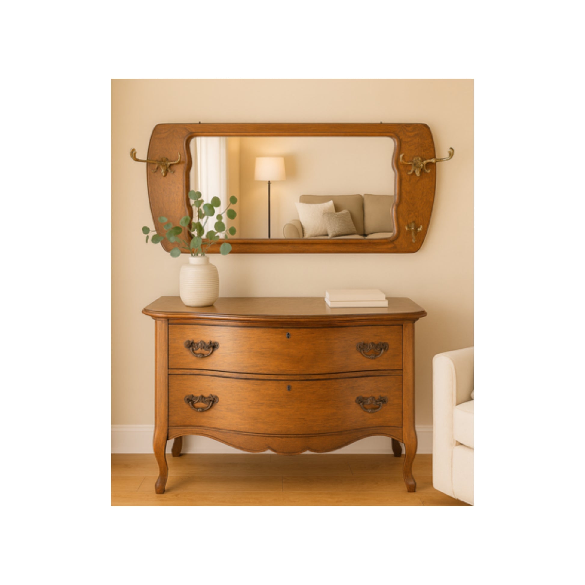 View of dresser and mirror set in the bedroom