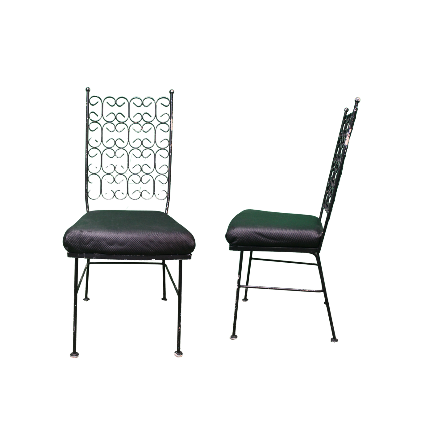 Ironically inspired by Arthur Umanoff's Grenada Collection, this dinette set features a playful iron scroll design. 