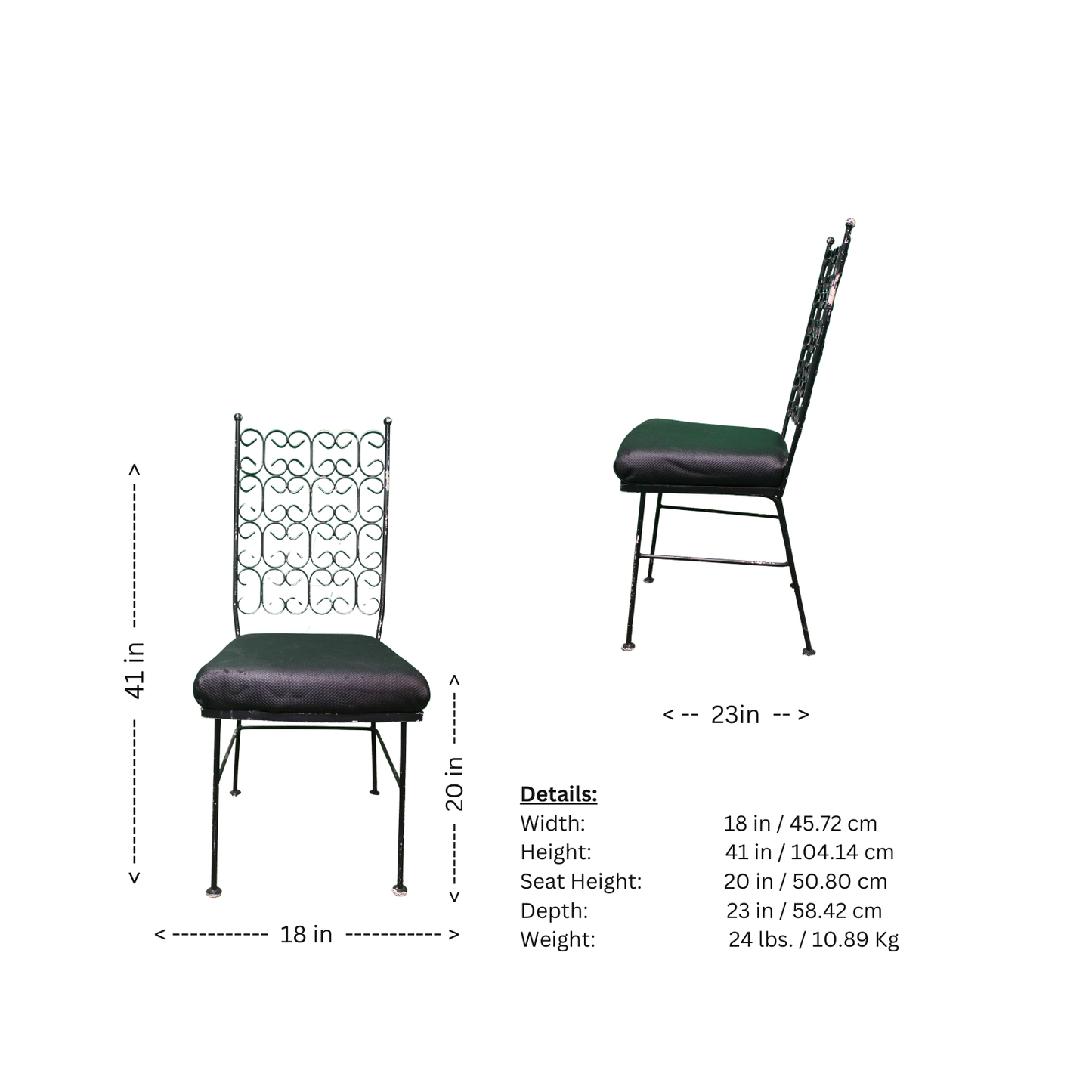 Ironically inspired by Arthur Umanoff's Grenada Collection, this dinette set features a playful iron scroll design. 