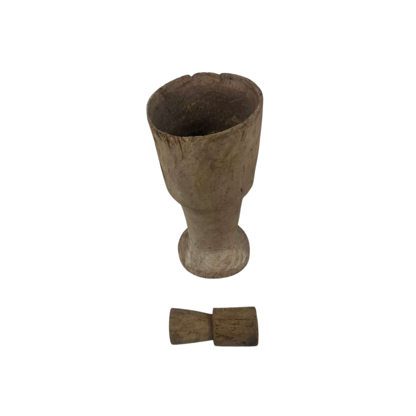 Mortar and pestle view on white background