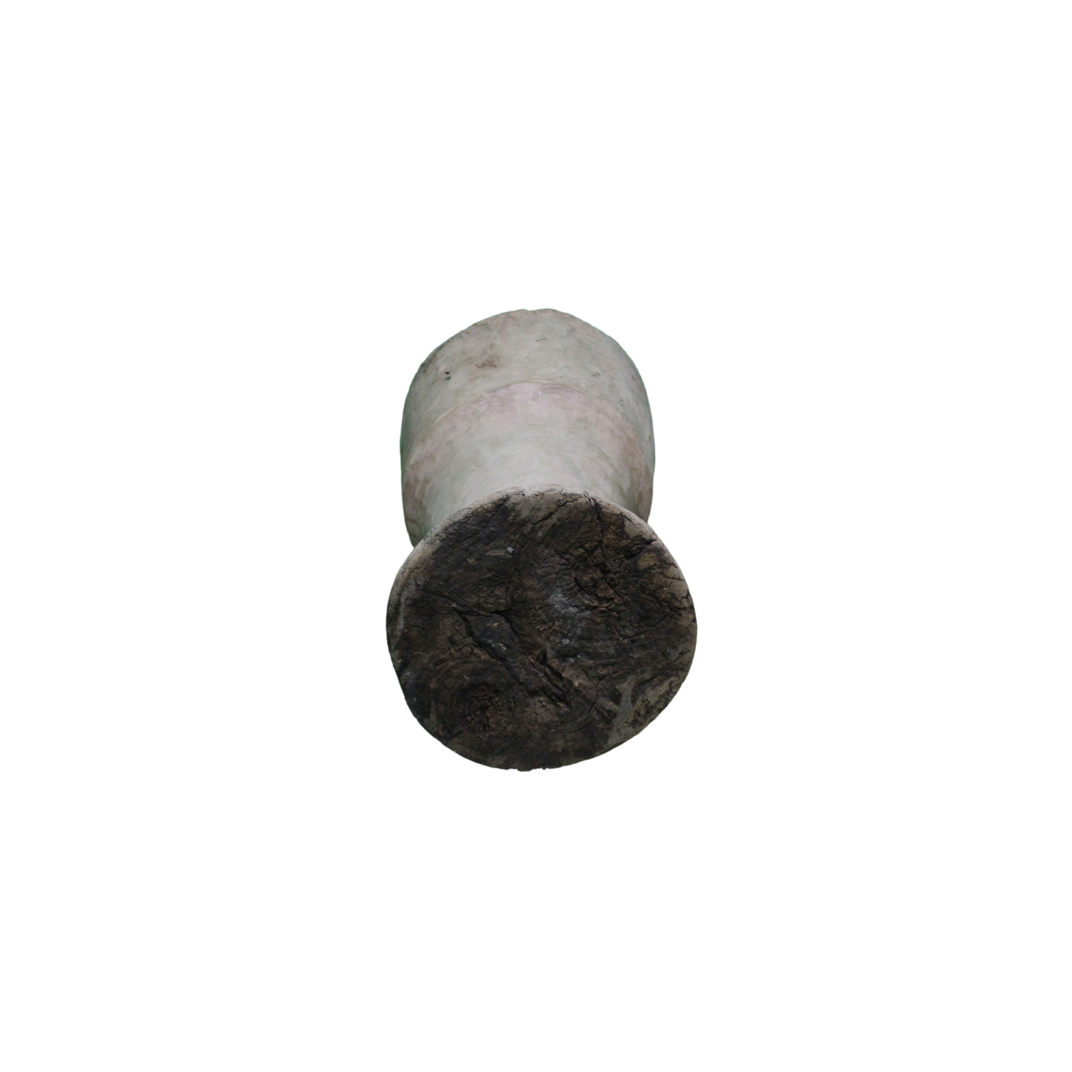 Inject some personality into your home decor with this big, old-fashioned wooden mortar that adds a touch of authenticity and charm.