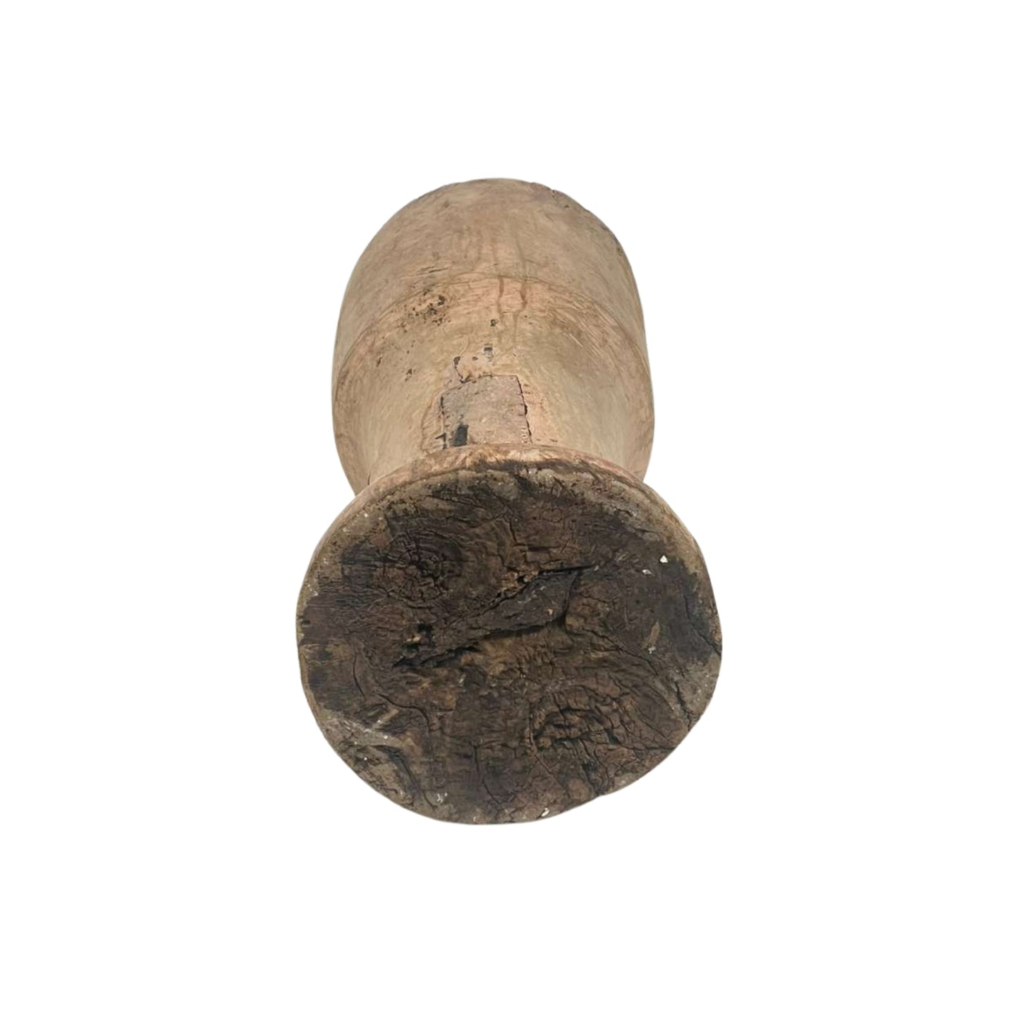 Bottom view of mortar on a white background