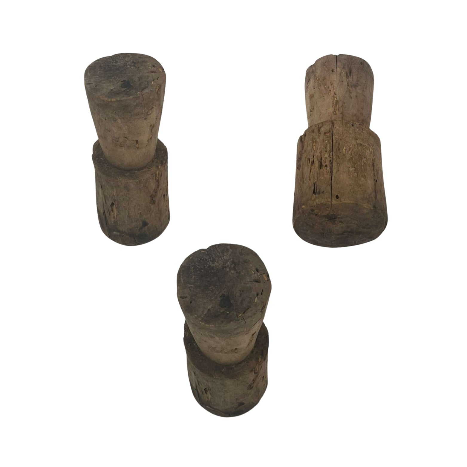 View from different angles of the pestle used for the mortar on a white background