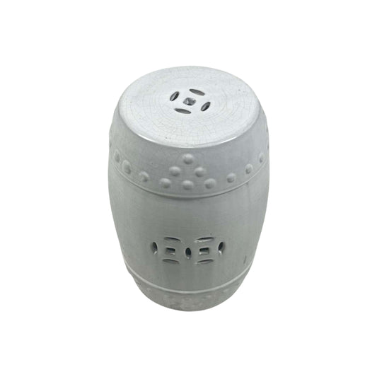 Top view of an Oriental White Ceramic Garden Stool on a white background