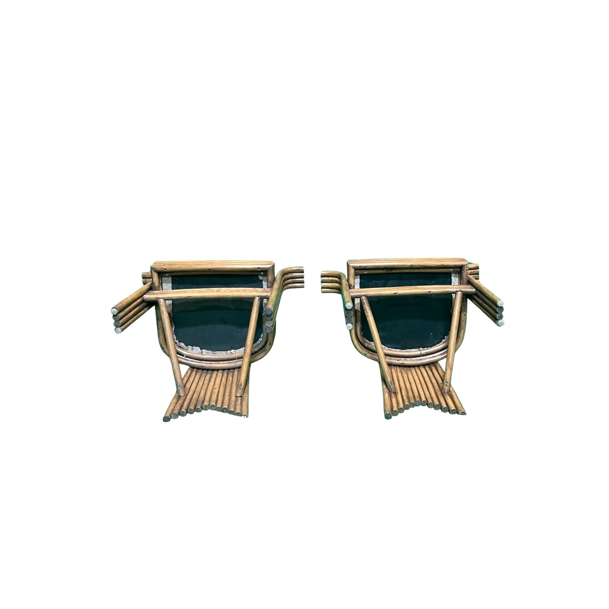 Danny Ho Fong for McGuire-Glass Tabletop with Wood Stands and Chairs
