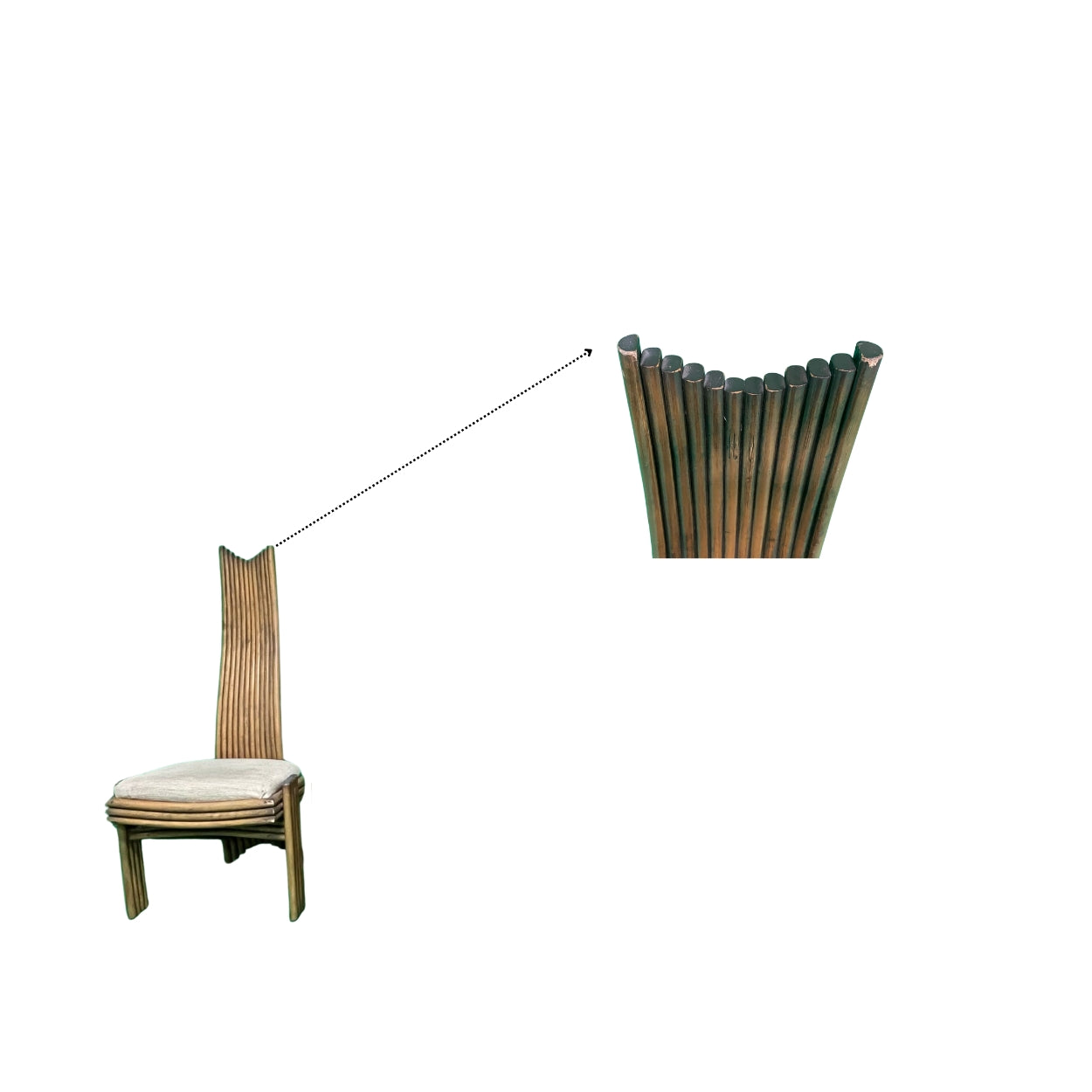 Danny Ho Fong for McGuire-Glass Tabletop with Wood Stands and Chairs
