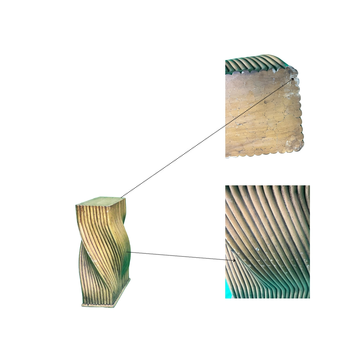 Danny Ho Fong for McGuire-Glass Tabletop with Wood Stands and Chairs