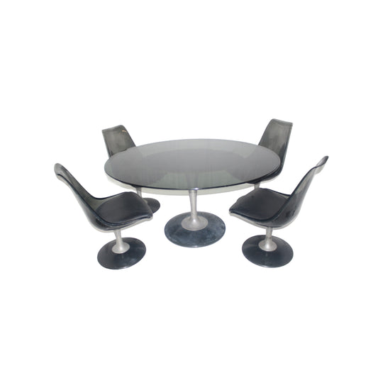 Smoked_Acrylic_Table_and_Leather_Chairs_Set_of_4moked_Acrylic_and_Leather_Chairs_Set_of_4