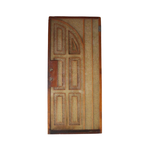 Rescued vintage resin and wood door, part of a double door set, with Intricate cathedral-like design. Very rare and unique with earth tones.