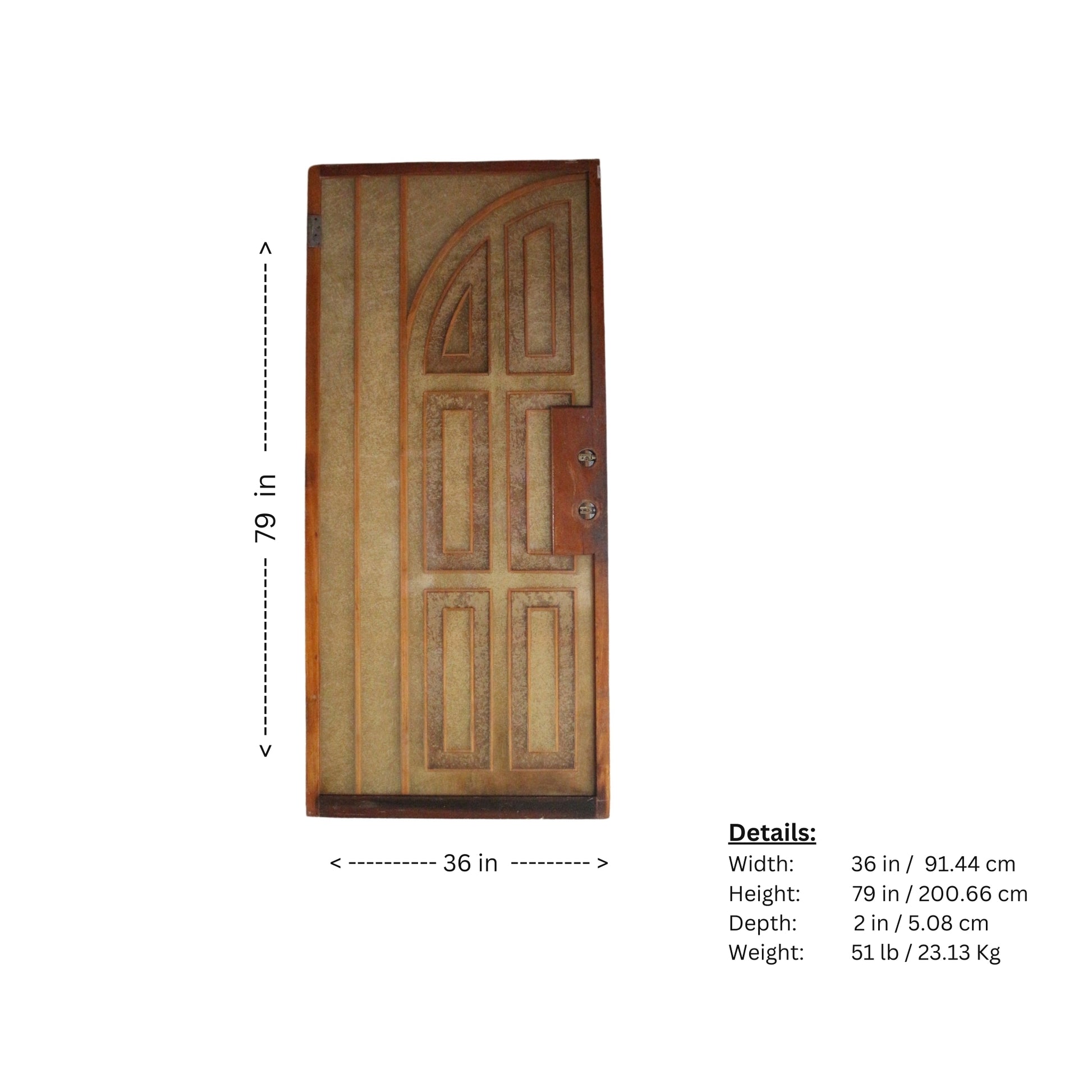 Rescued vintage resin and wood door, part of a double door set, with Intricate cathedral-like design. Very rare and unique with earth tones.