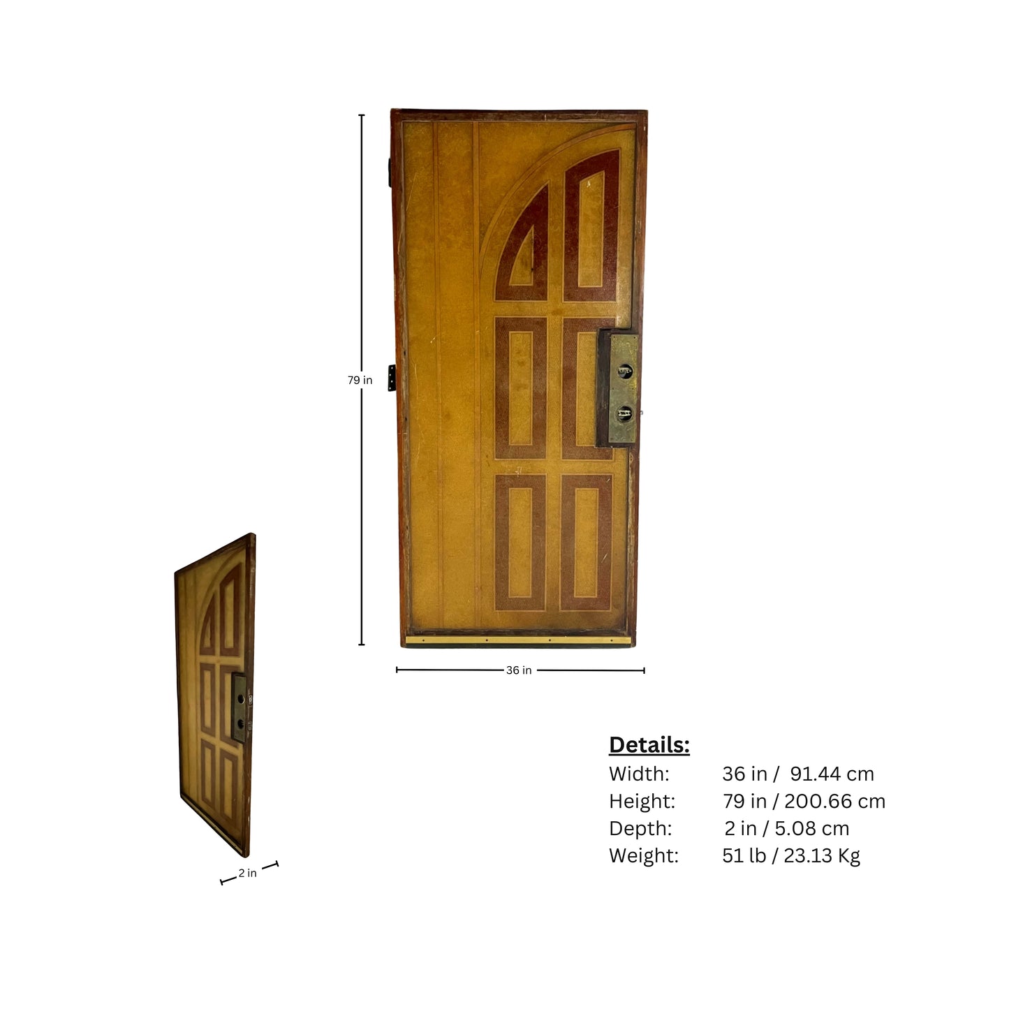 Page of vintage door measurements rescued from resin and wood