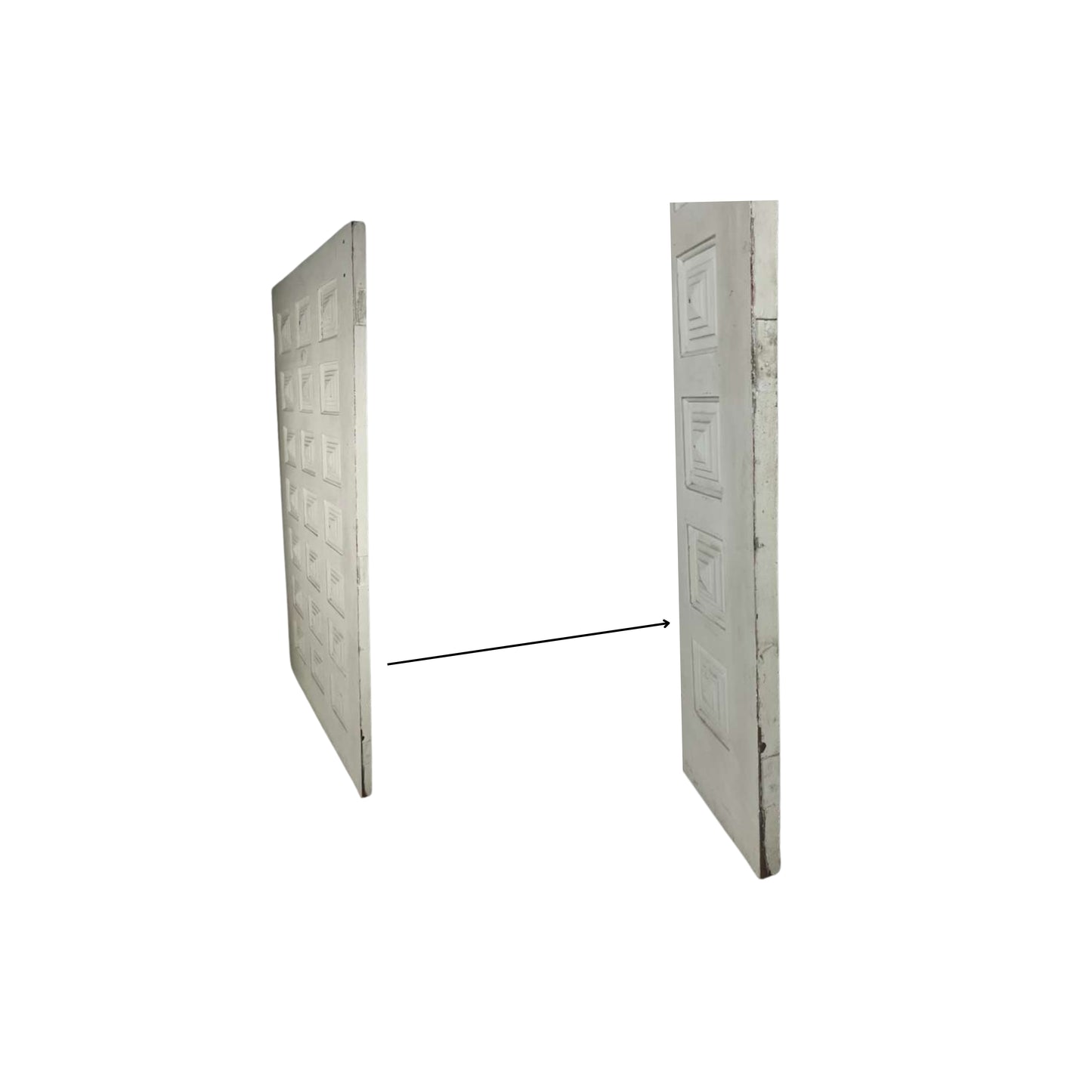 Details presented by mid-Century solid wood door on white background