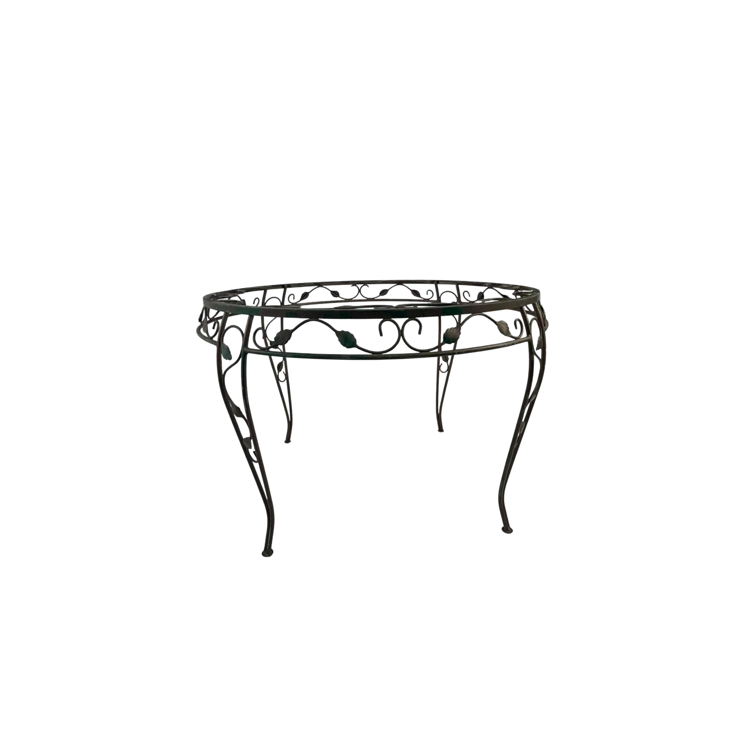Vintage Wrought Iron Round Patio Table With Glass