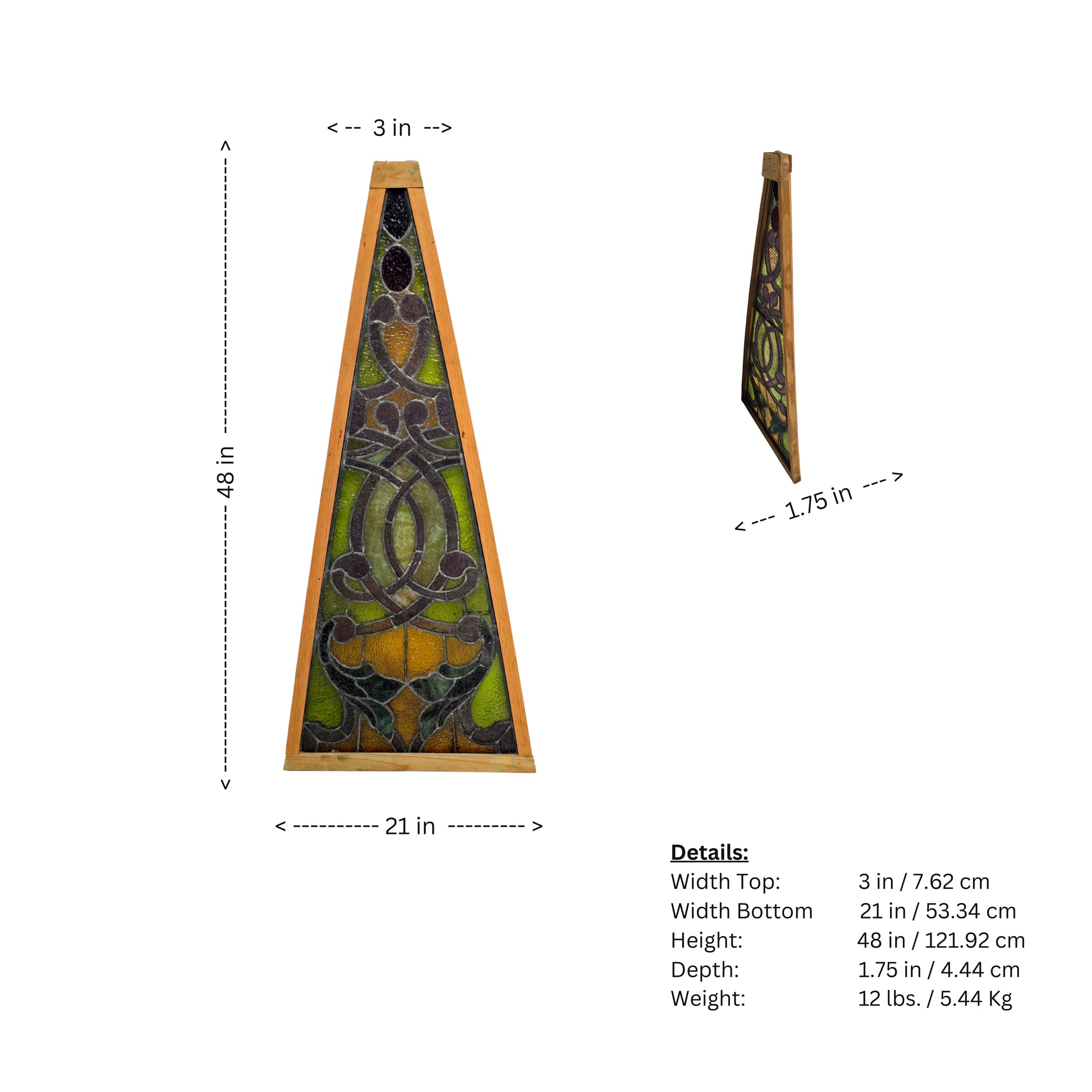 Measurement of a triangular Stained Glass Panel with wooden frame
