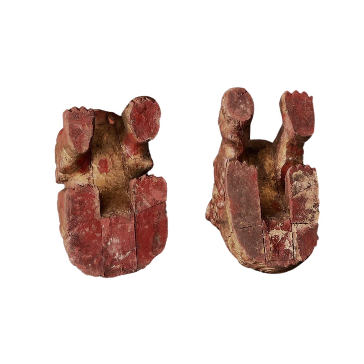 Foo Dogs in Red Wood, Set of 2