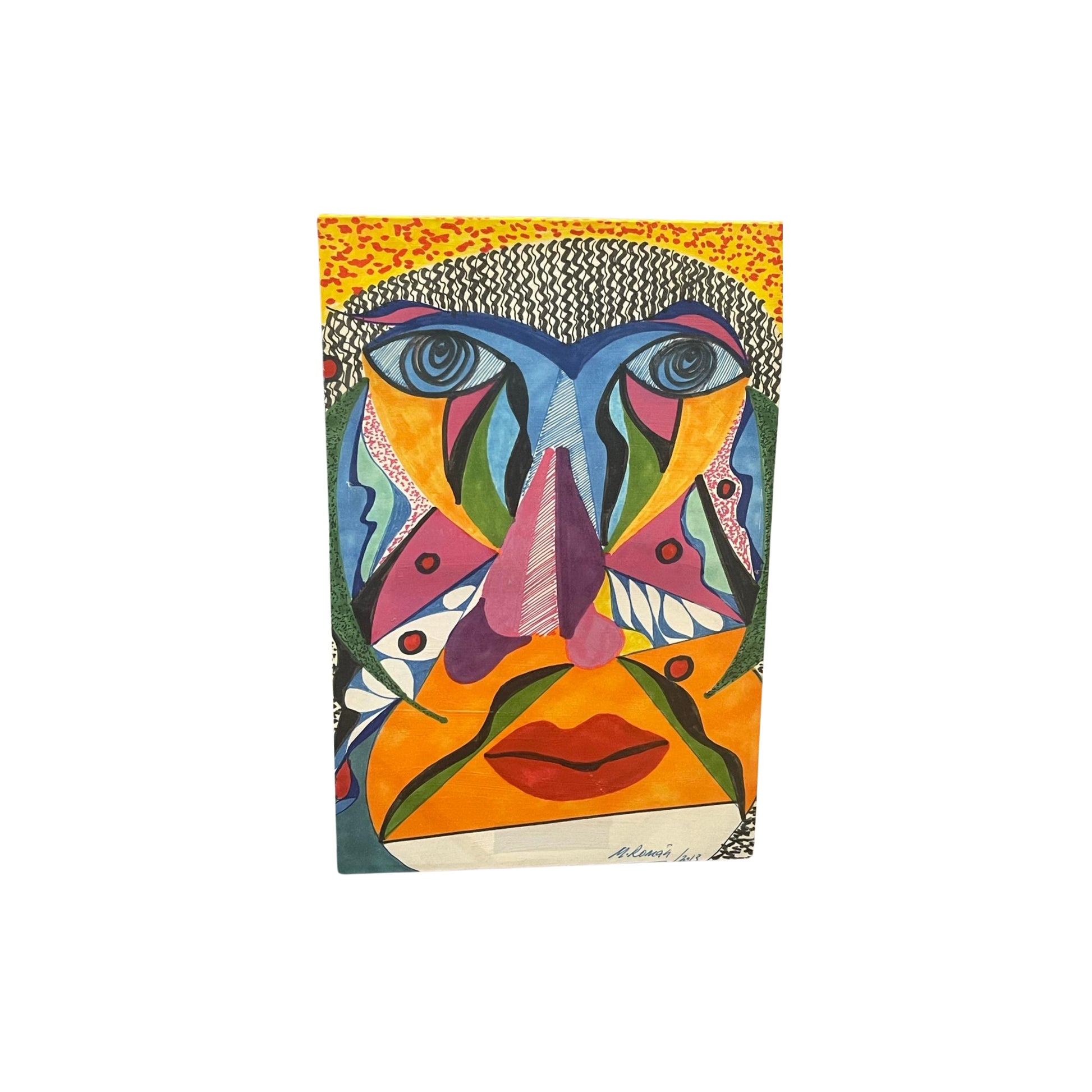 2013 M Roman inspired "Her face' painted in vibrant acrylic colors