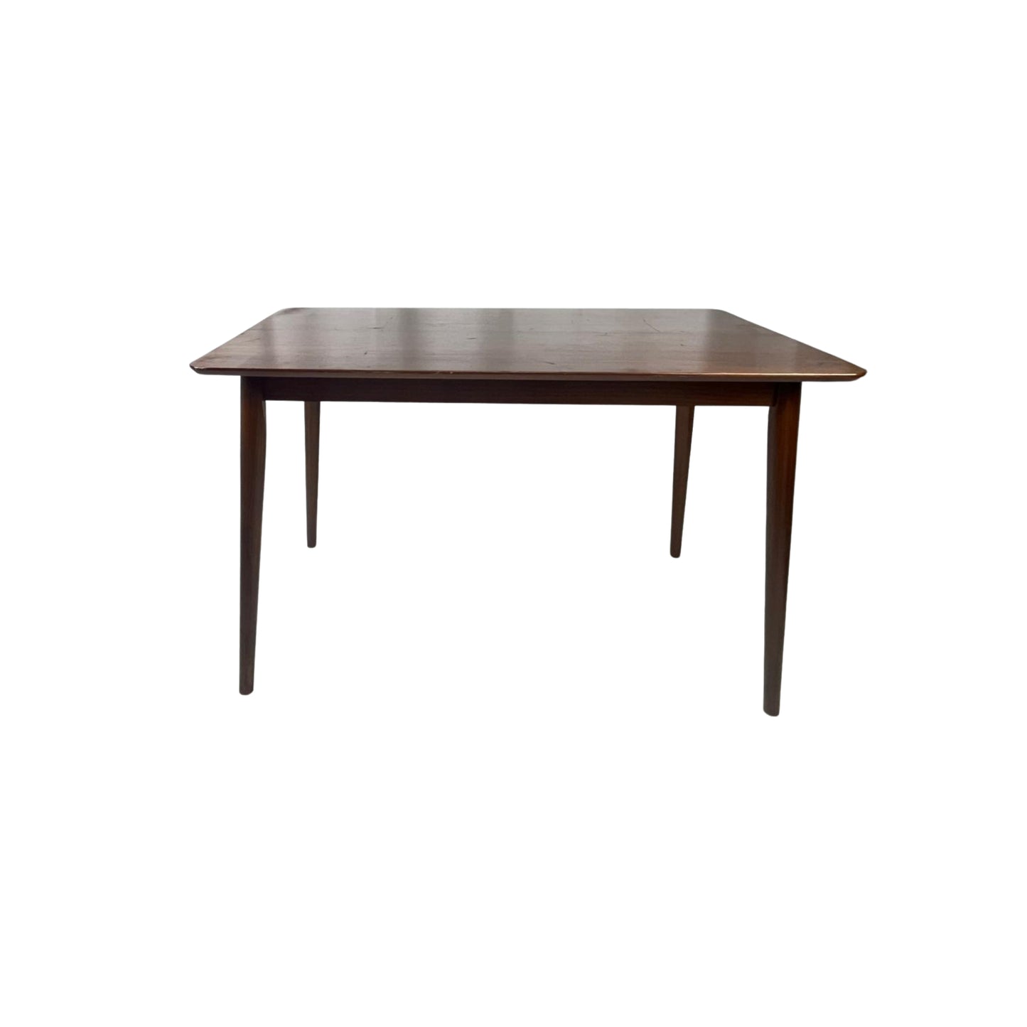 Front view of a rectangular wooden table on a white background