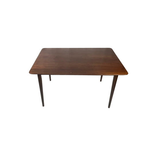 Top view of a rectangular wooden table on a white background