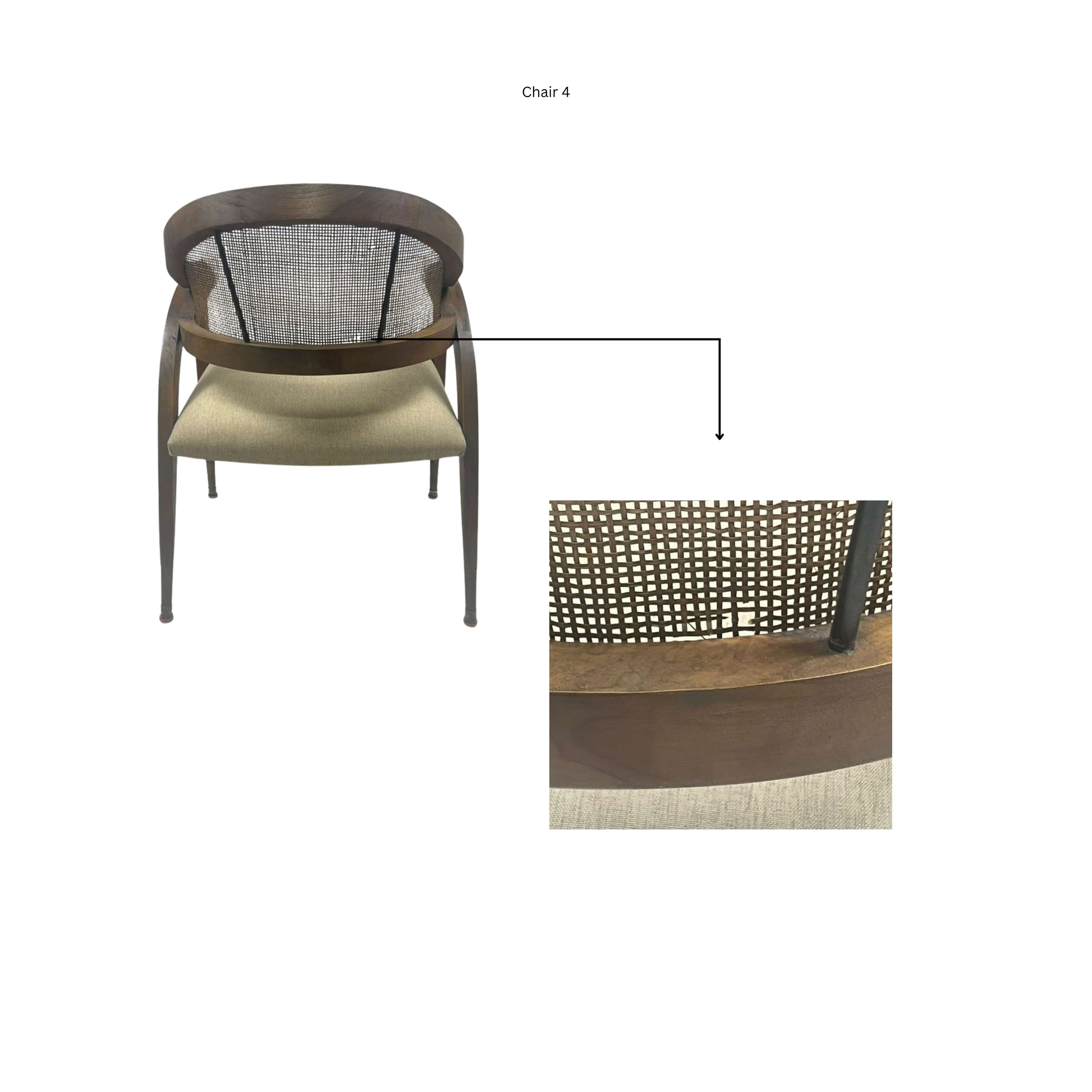 Chair with woven backrest design on a white background