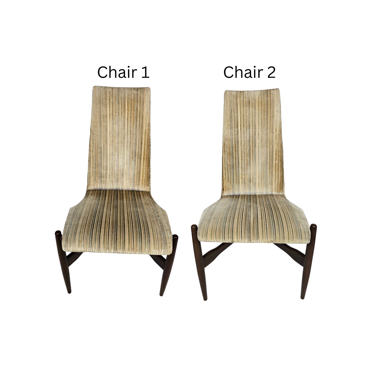 Two chairs labeled 'Chair 1' and 'Chair 2' on a white background