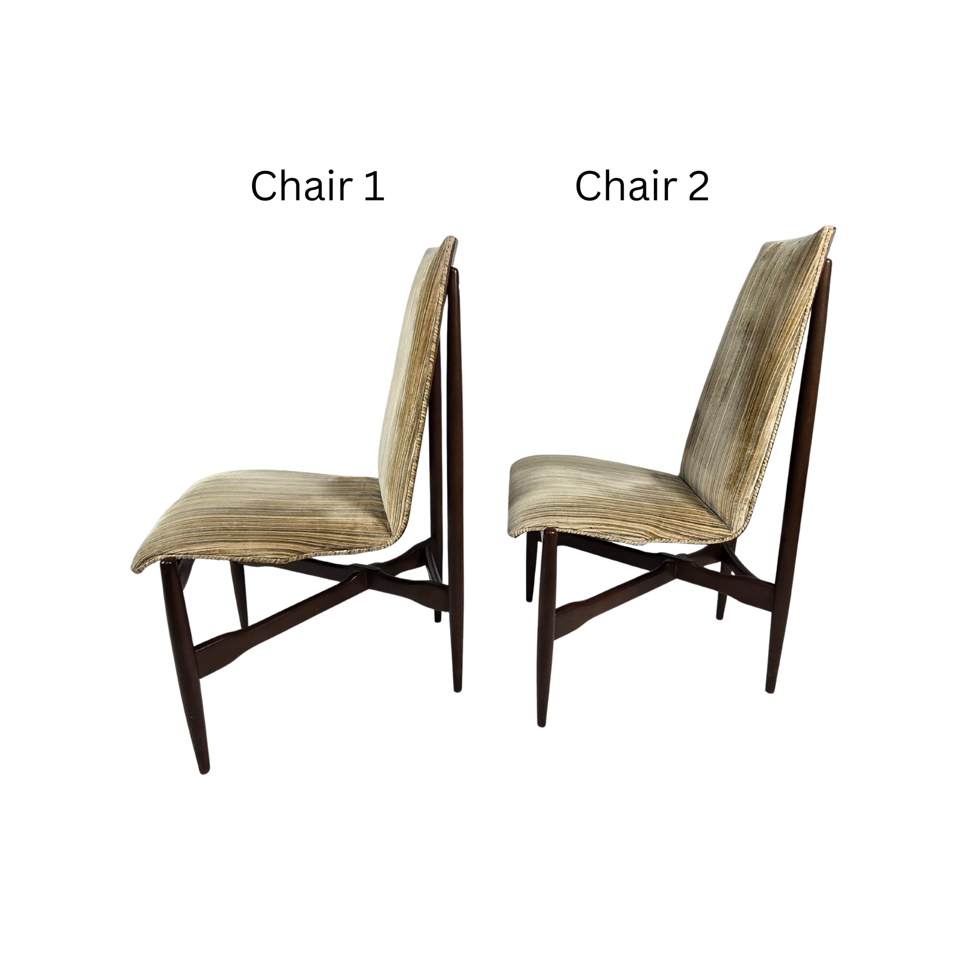 Two chairs labeled 'Chair 1' and 'Chair 2' on a white background