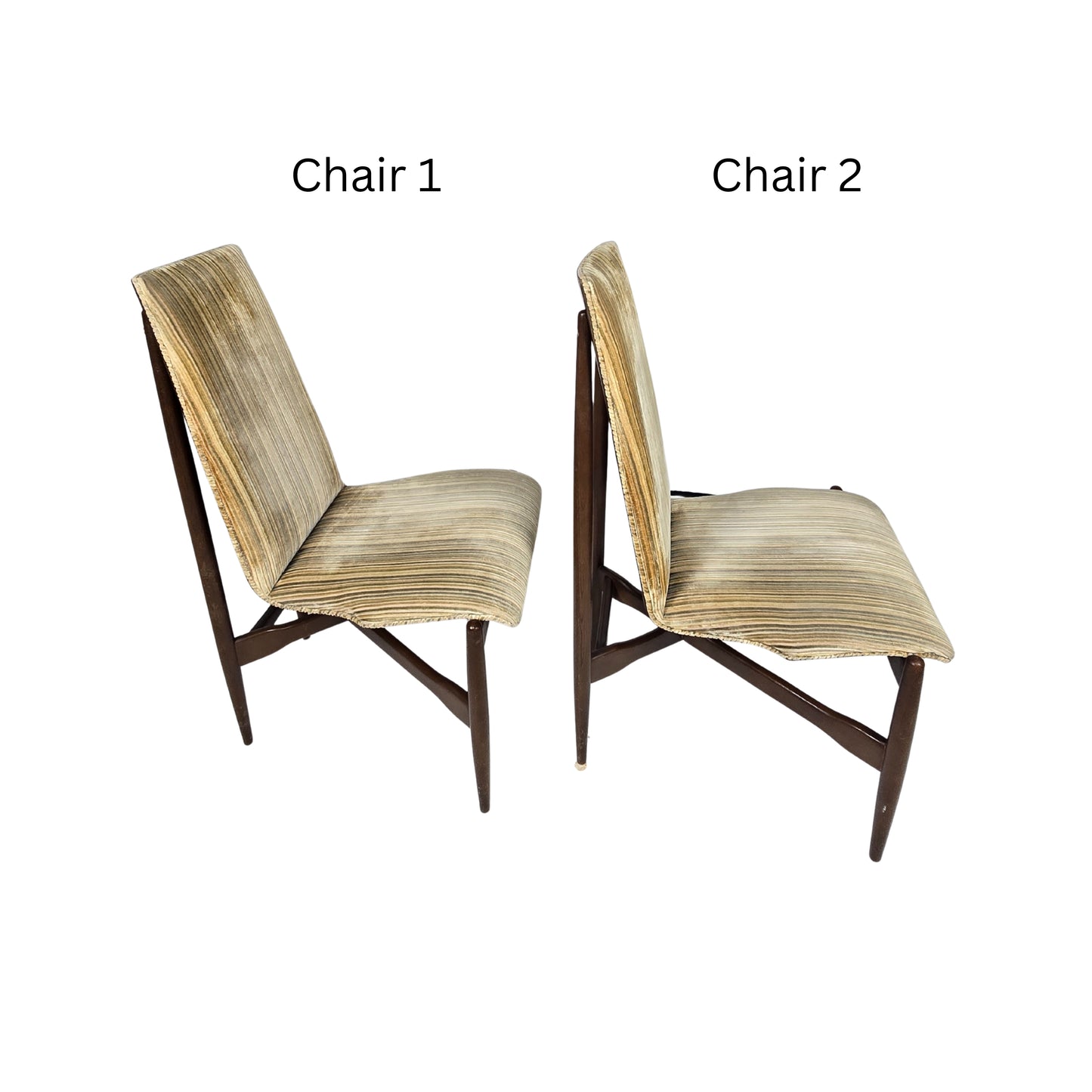 Two chairs labeled 'Chair 1' and 'Chair 2' on a white background