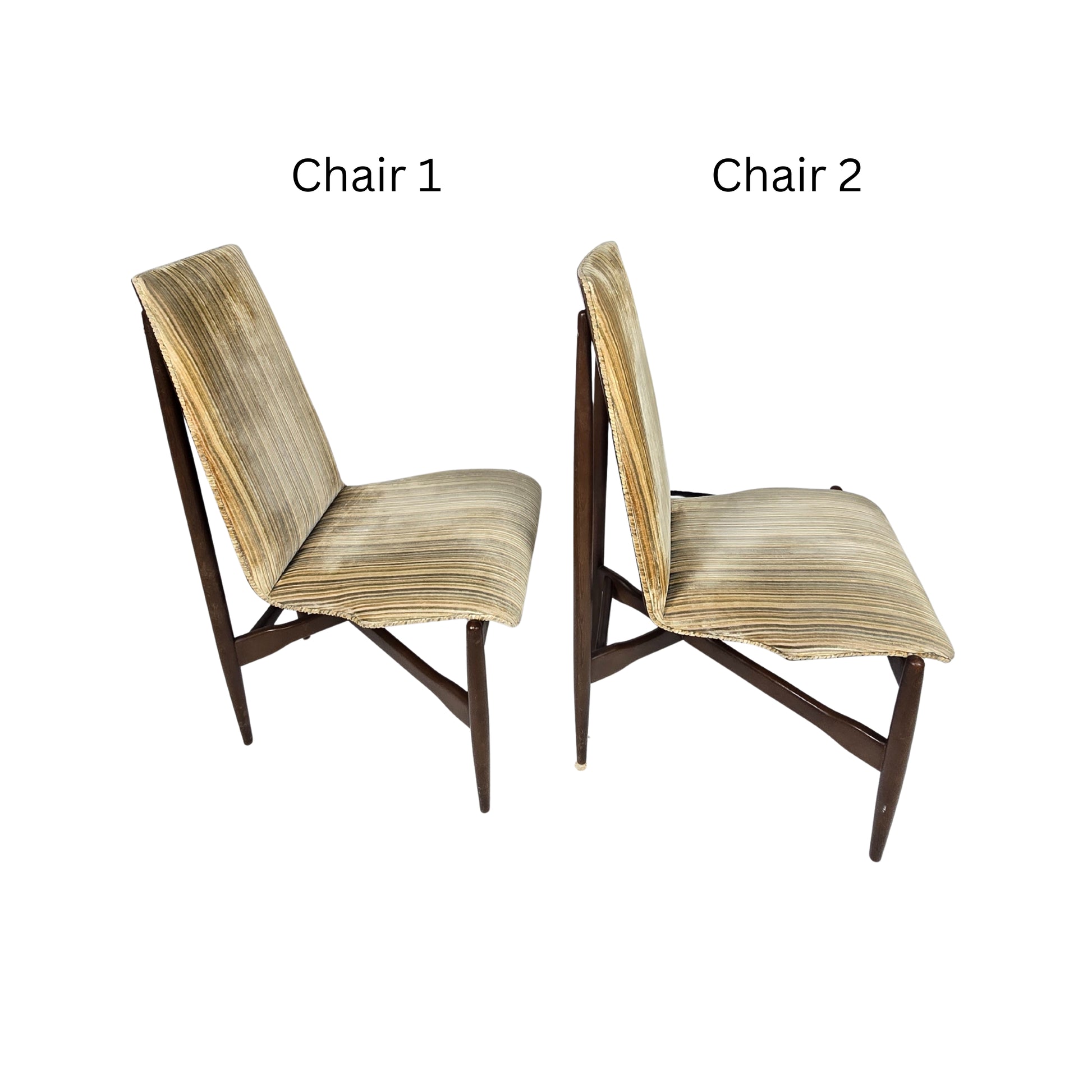 Two chairs labeled 'Chair 1' and 'Chair 2' on a white background
