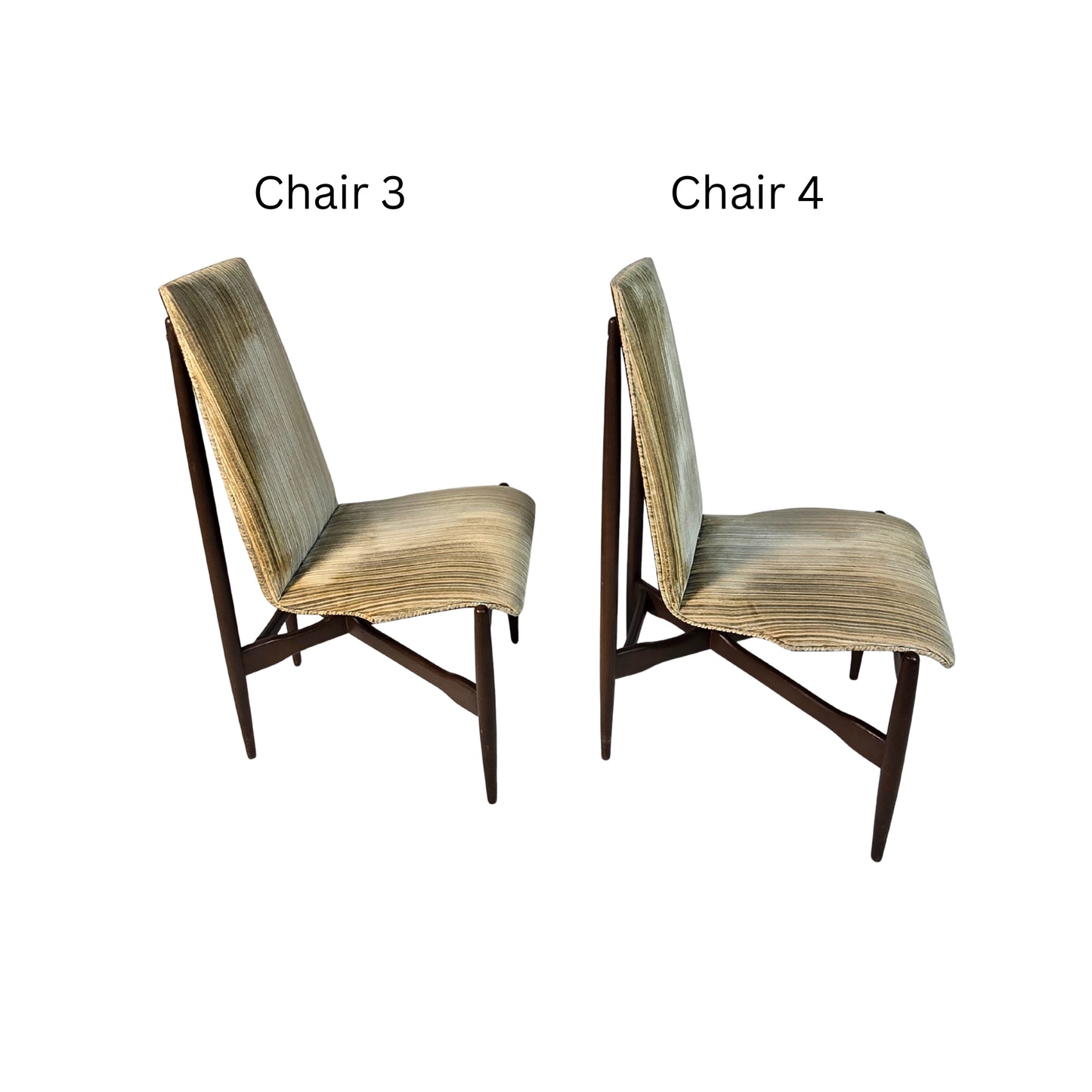 Two chairs labeled 'Chair 3' and 'Chair 4' on a white background