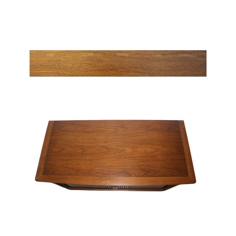 This Mid-Century Magnavox TV Console with Tambour Wood Doors is an eye catcher and a great conversation starter. Circa Mid 20th Century is very well preserved 