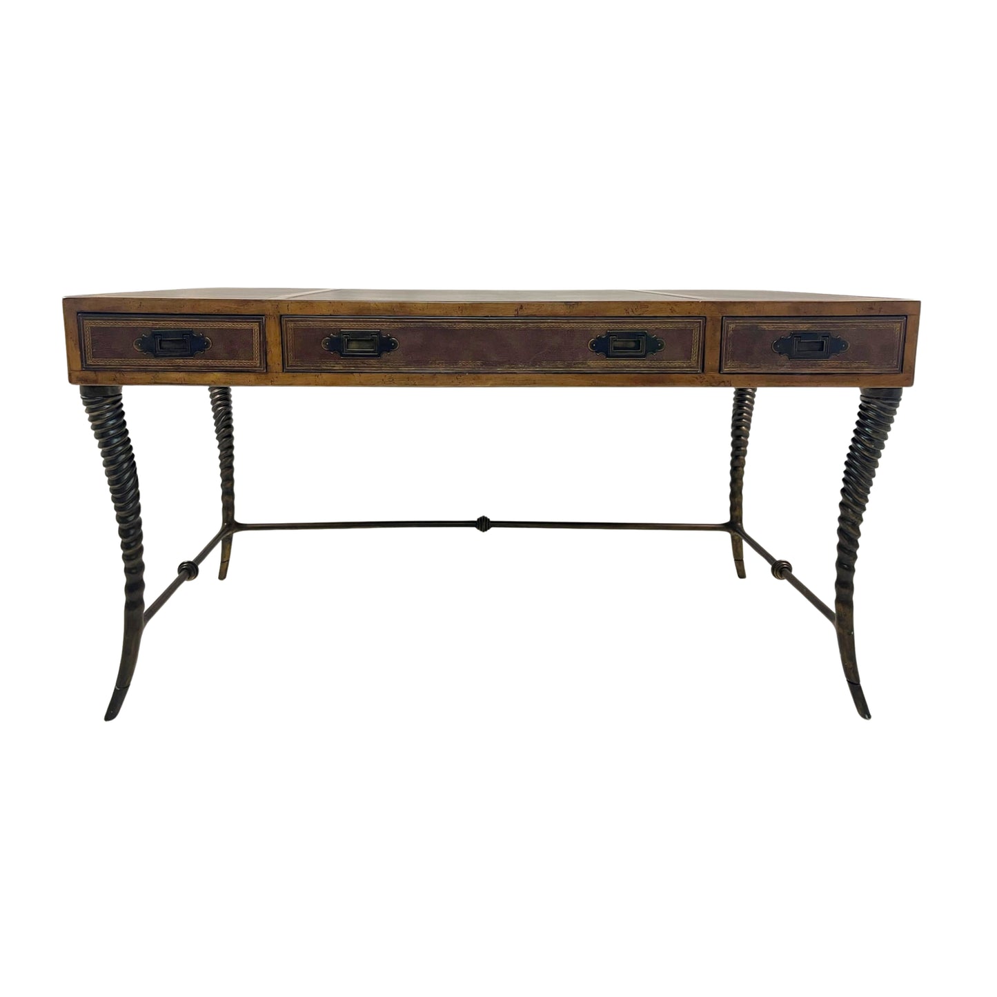 Wooden console table with metal legs 