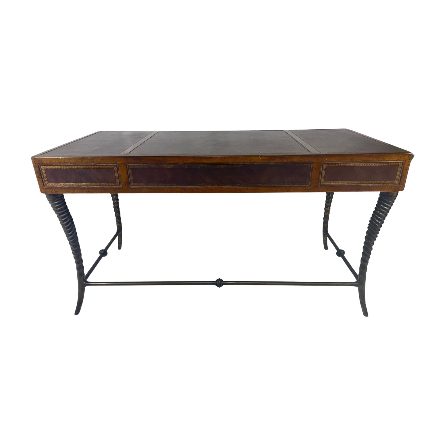 Wooden desk with metal legs