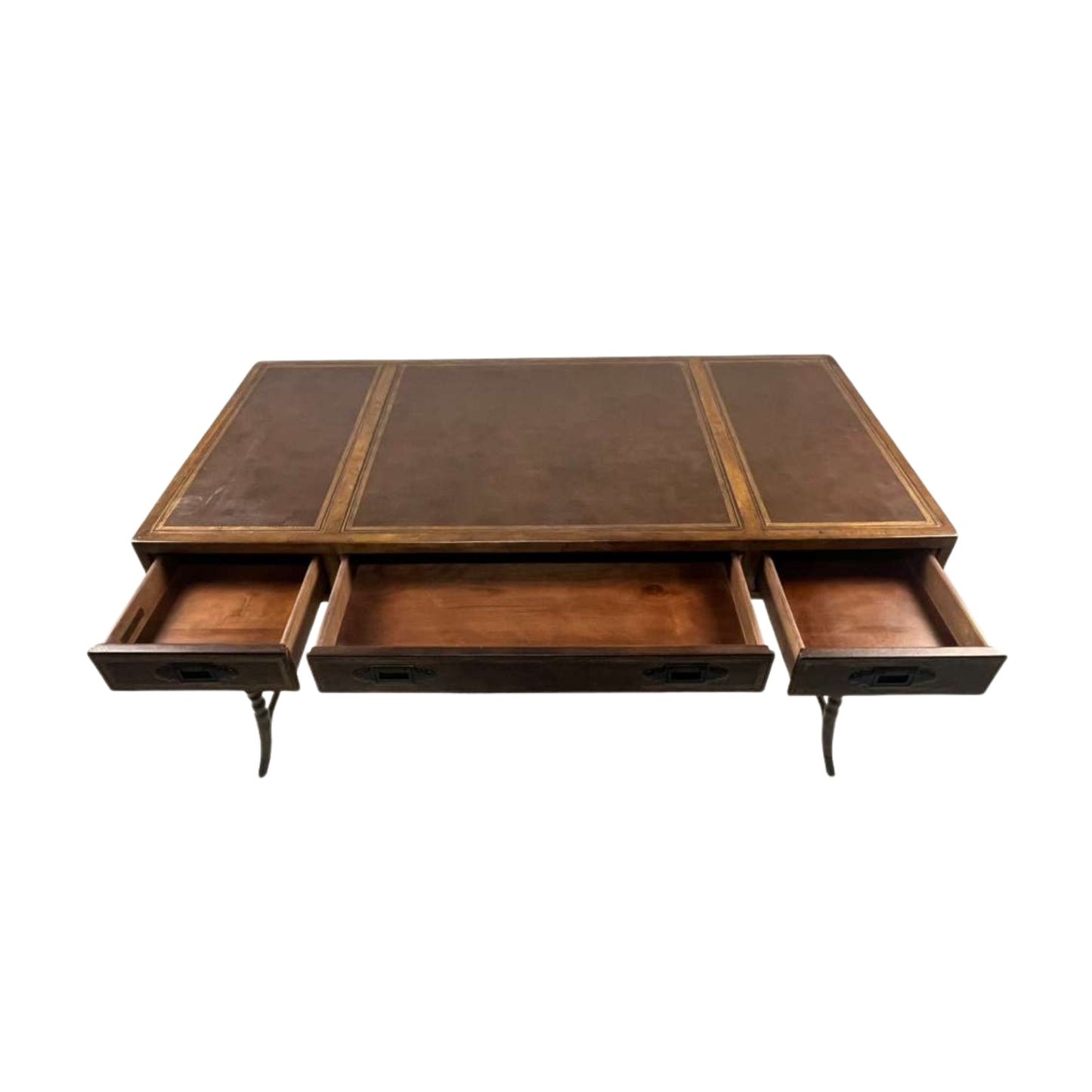 Wooden desk with multiple drawers 