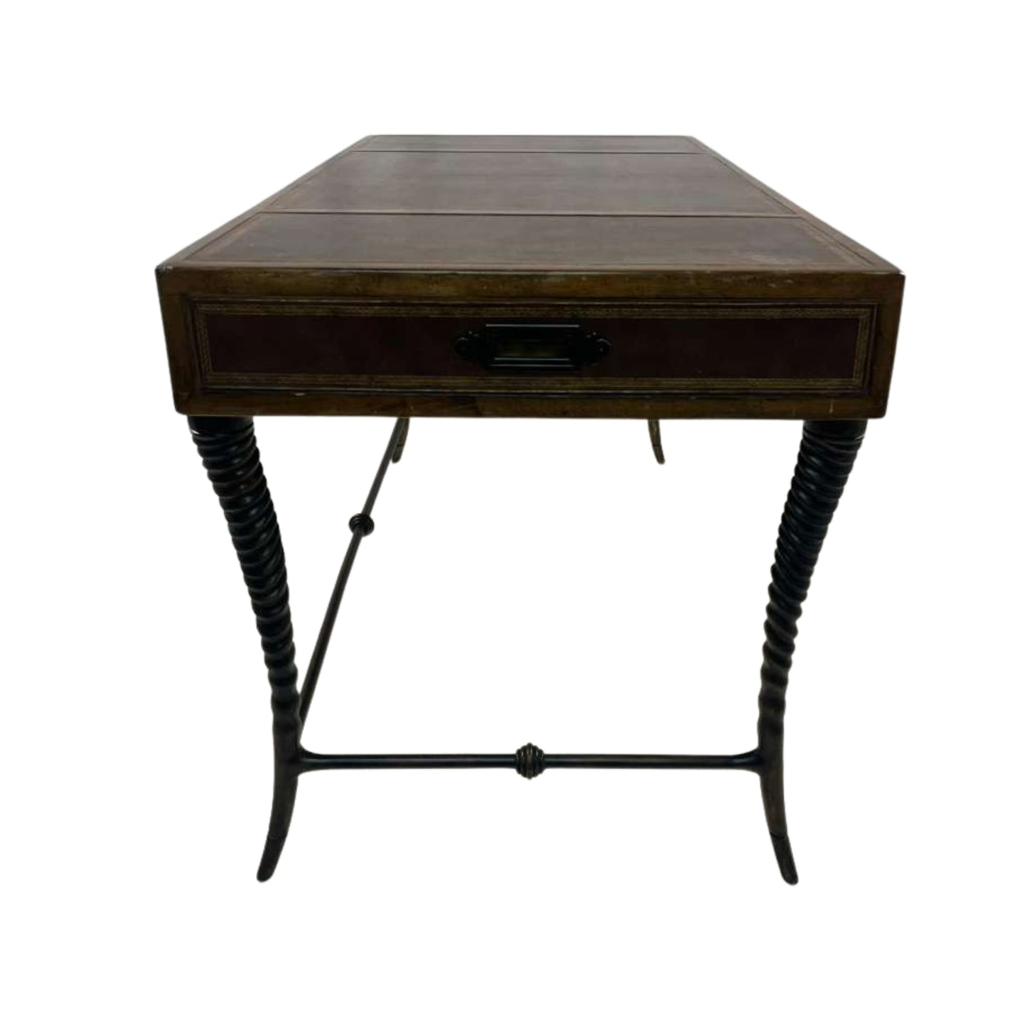 Wooden side table with metal legs 