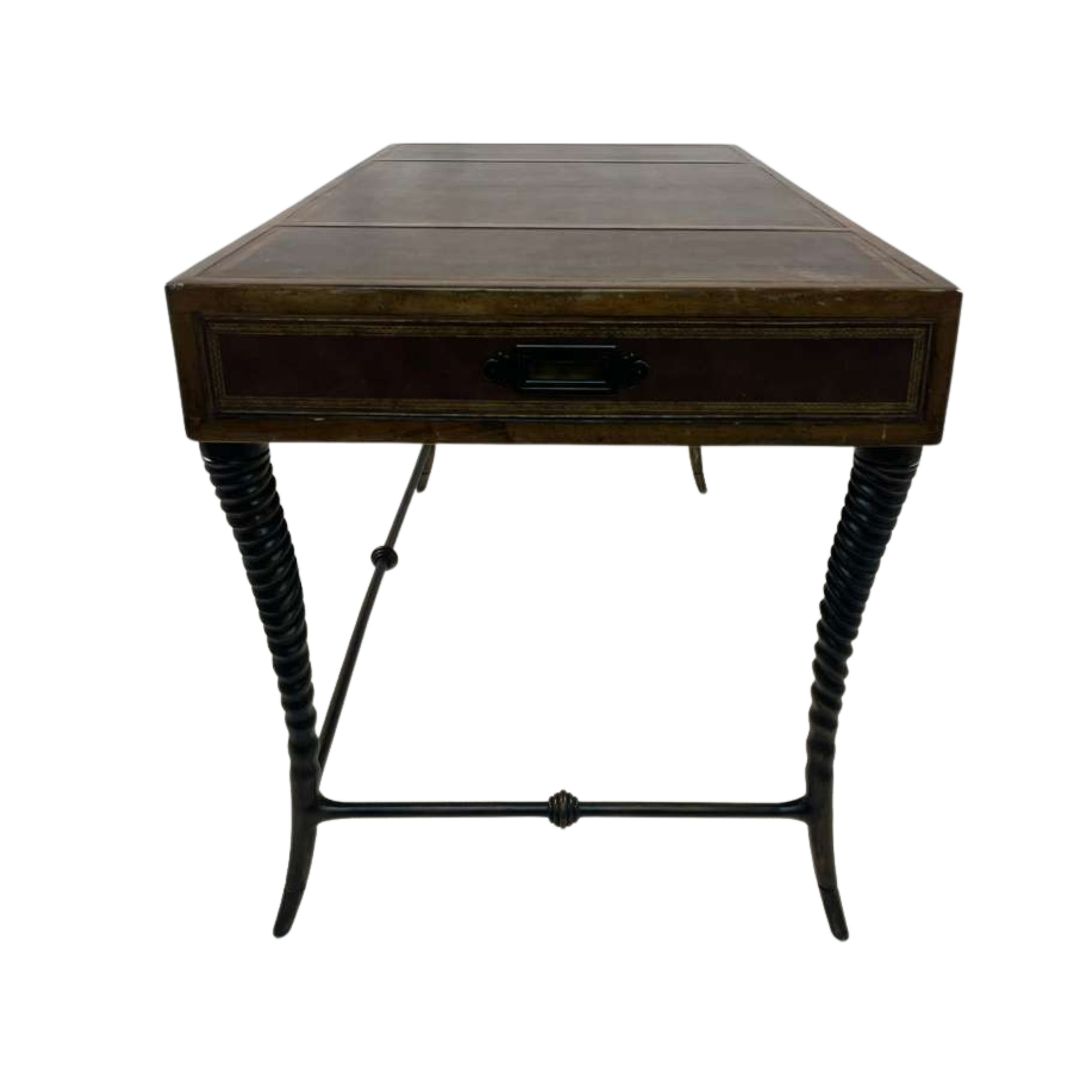 Wooden side table with metal legs 