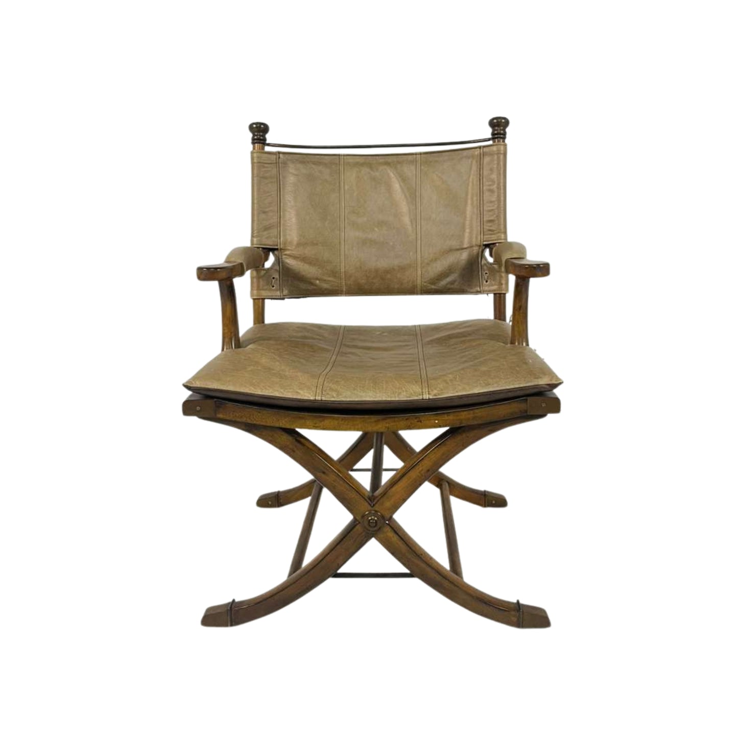 Brown director's chair with leather seat 