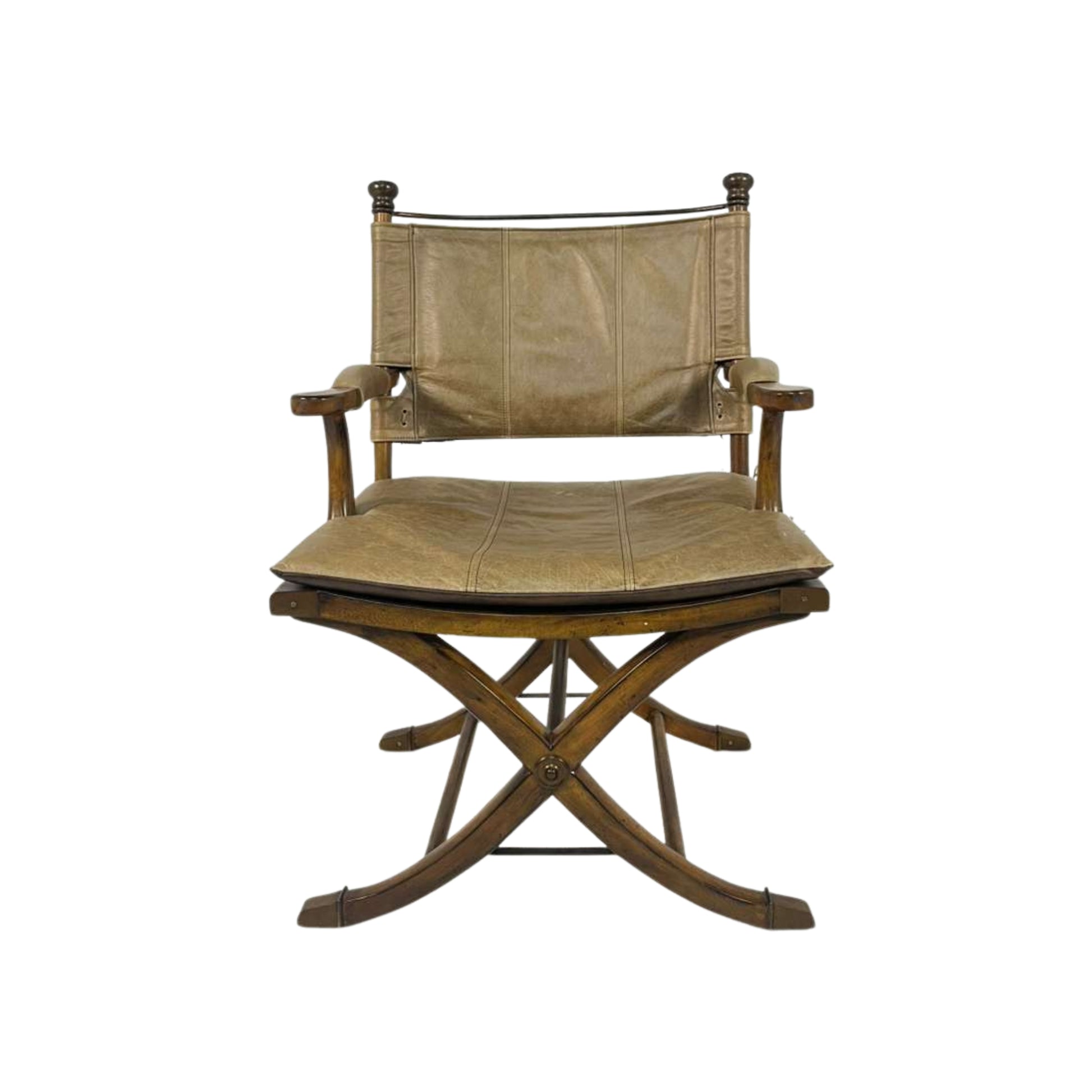 Brown director's chair with leather seat 