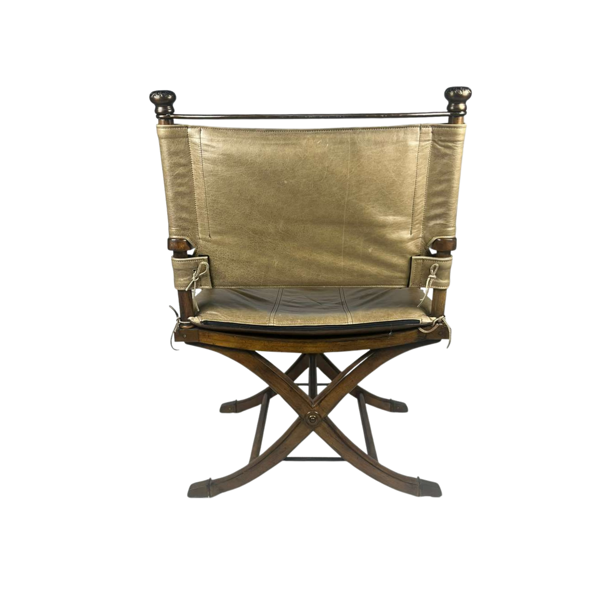 Back view of wooden chair with a cushion 